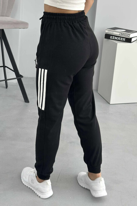 SIMPLE STRIPES WOMEN SWEATPANTS BLACK/ E ZEZE - 2