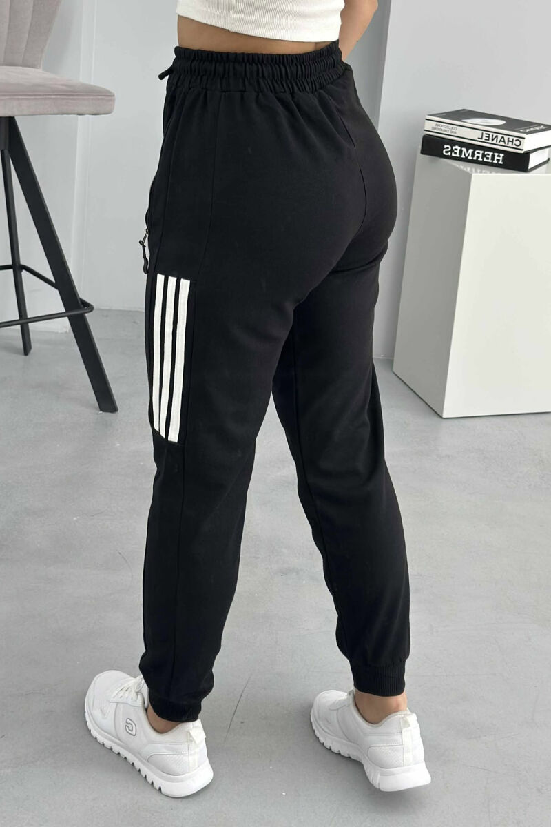 SIMPLE STRIPES WOMEN SWEATPANTS BLACK/ E ZEZE - 2