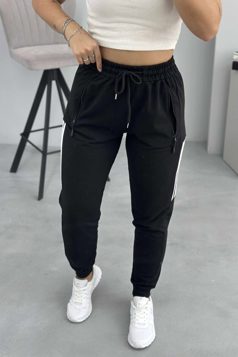 SIMPLE STRIPES WOMEN SWEATPANTS BLACK/ E ZEZE - 3