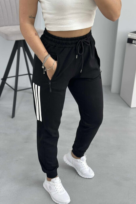 SIMPLE STRIPES WOMEN SWEATPANTS BLACK/ E ZEZE - 4