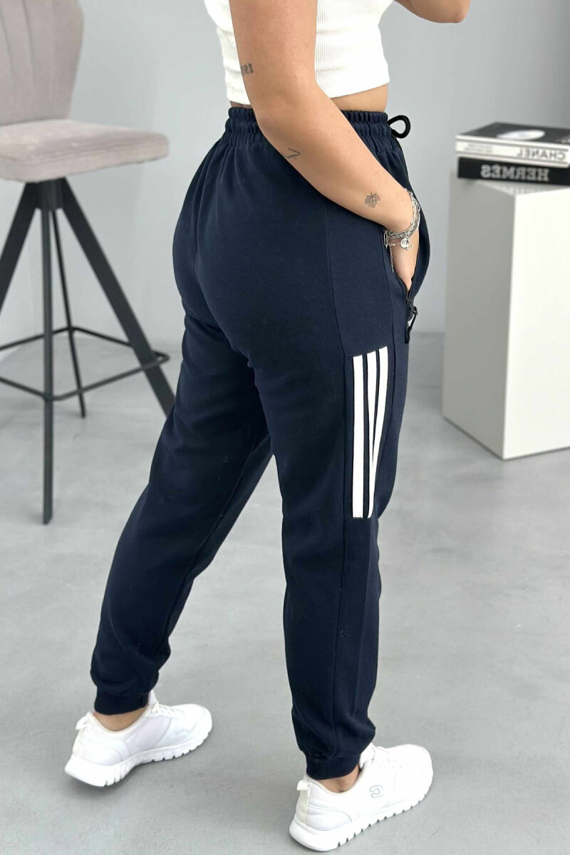SIMPLE STRIPES WOMEN SWEATPANTS DARK BLUE/BEE - 3