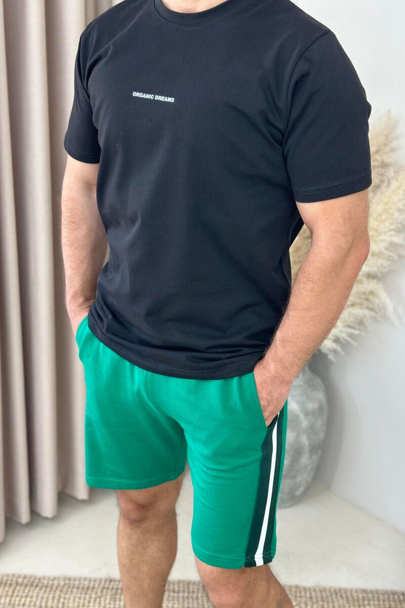 SIMPLE T-SHIRT+SHORTS MEN SET BLACK-GREEN/ZEJE - 3