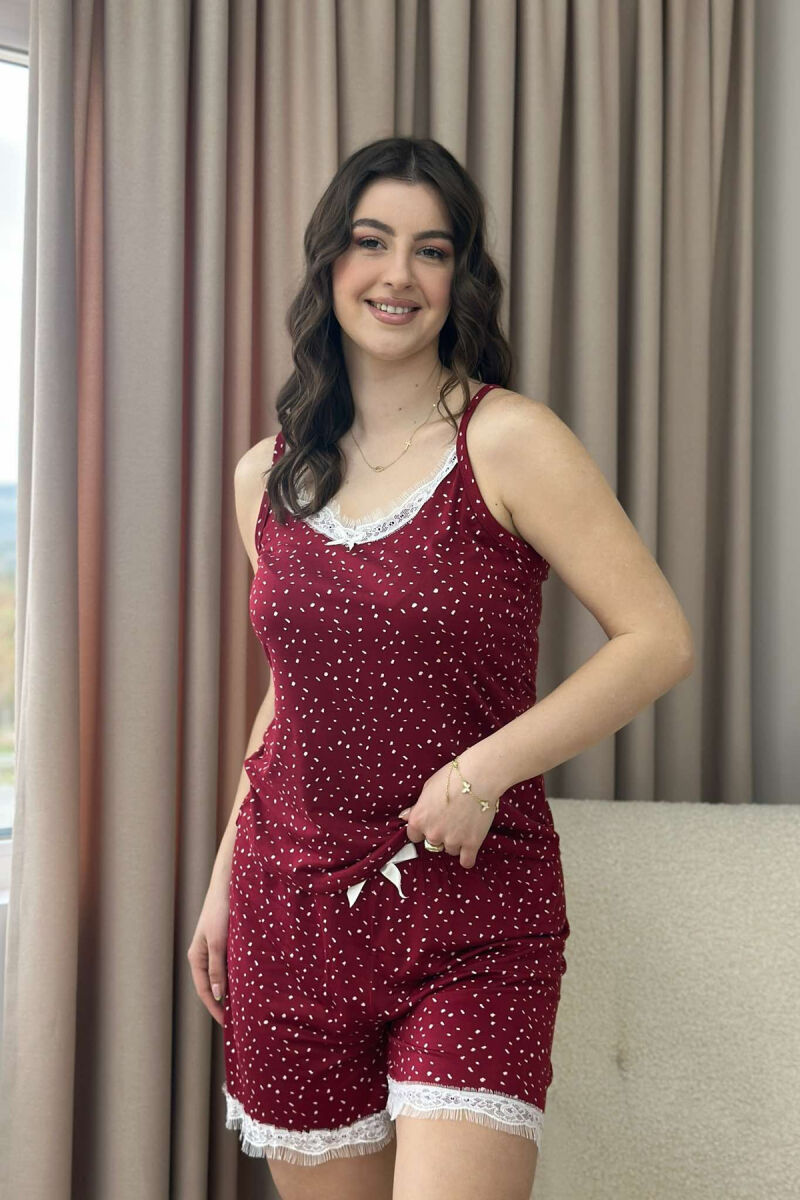 SIMPLE TANK TOP+SHORTS WOMEN PYJAMAS BURGUNDY/VISHNJE - 1