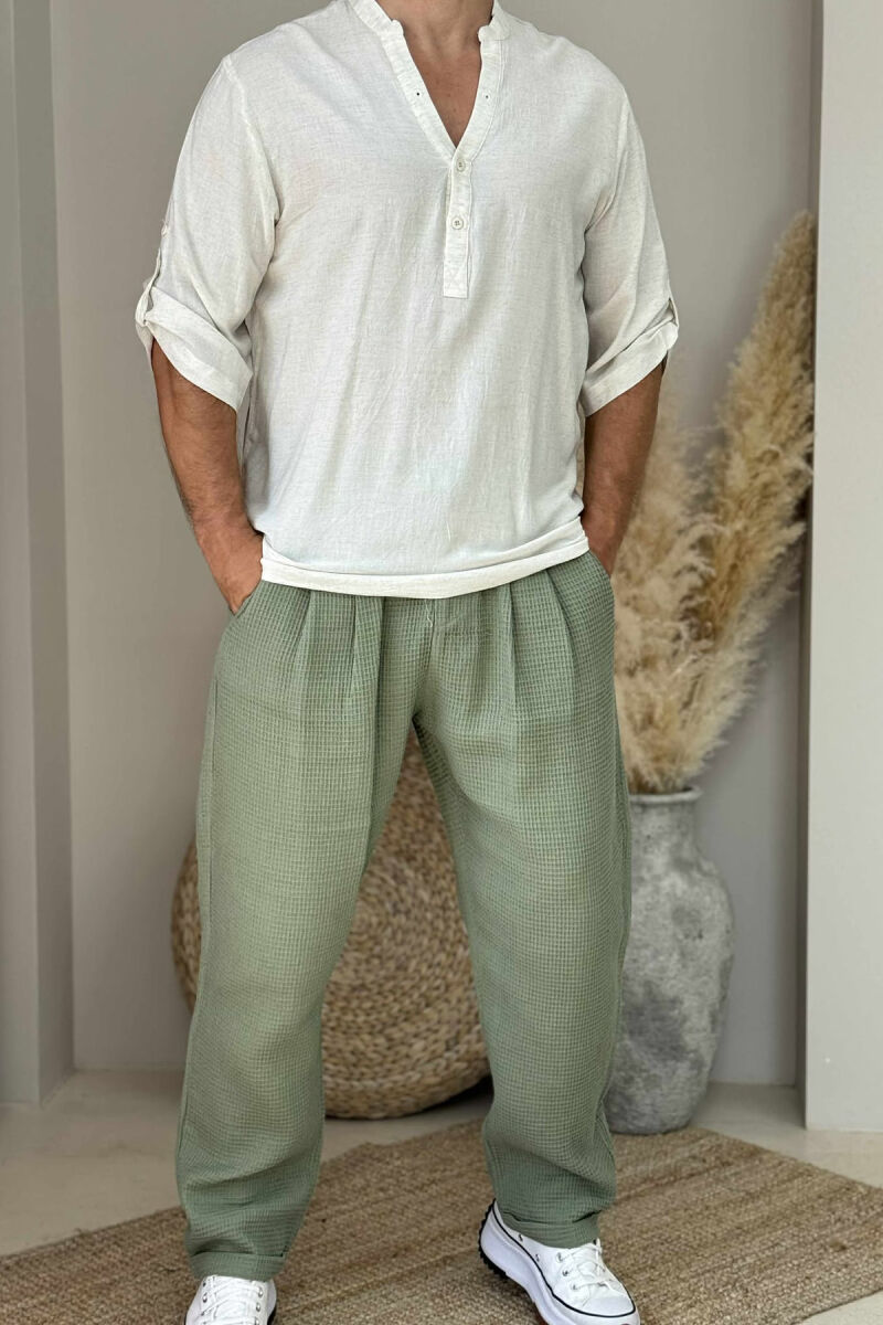 SIMPLE TEXTURED MEN PANTS OLIVE/ULLI - 1