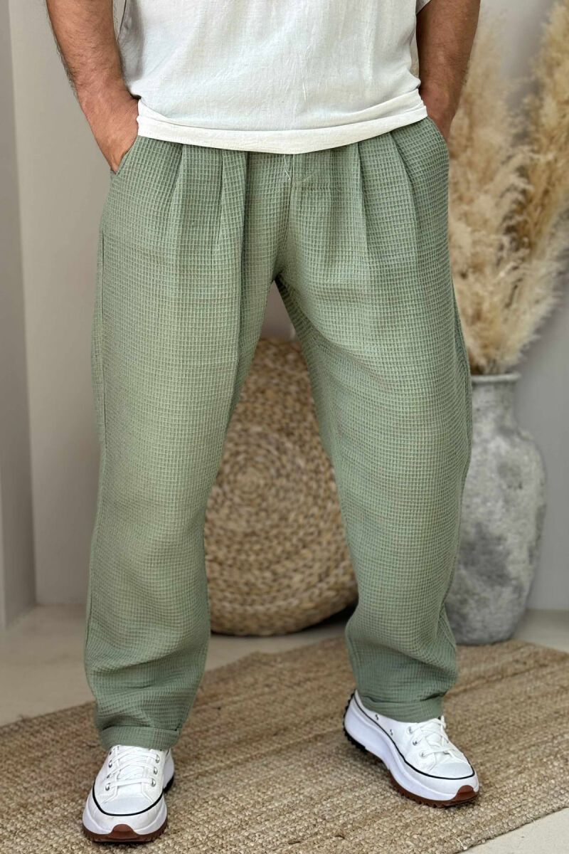 SIMPLE TEXTURED MEN PANTS OLIVE/ULLI - 2