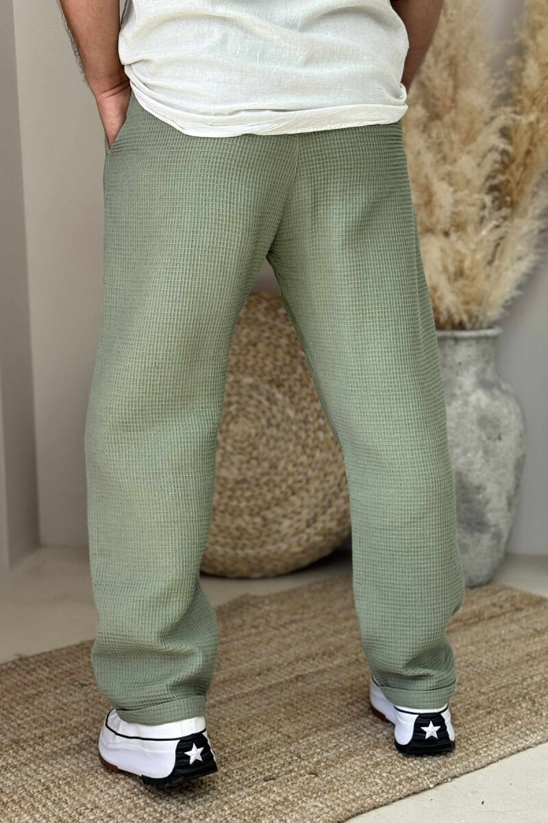 SIMPLE TEXTURED MEN PANTS OLIVE/ULLI - 3