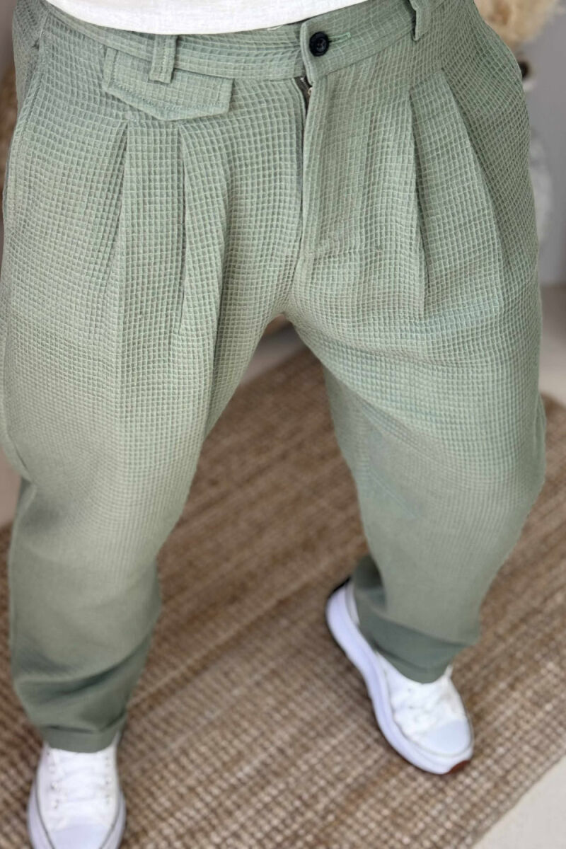SIMPLE TEXTURED MEN PANTS OLIVE/ULLI - 4