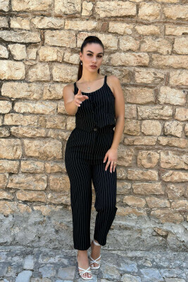 SIMPLE TROUSERS+VEST WOMEN SET BLACK/ E ZEZE 