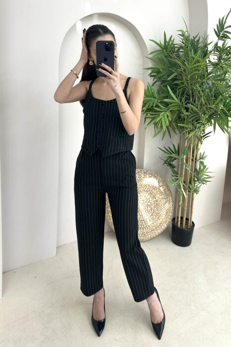 SIMPLE TROUSERS+VEST WOMEN SET BLACK/ E ZEZE 