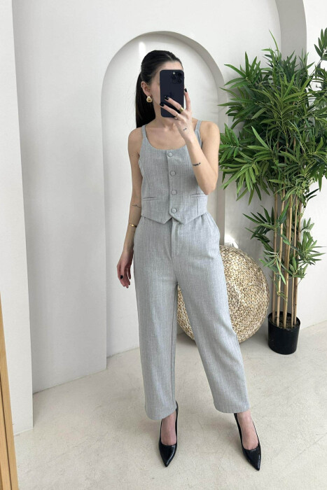 SIMPLE TROUSERS+VEST WOMEN SET LIGHT GREY/GZ 