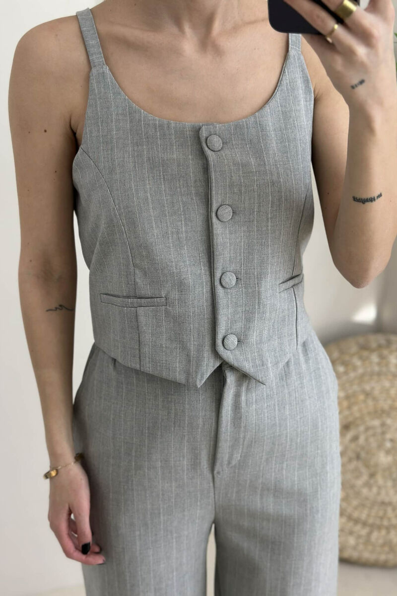 SIMPLE TROUSERS+VEST WOMEN SET LIGHT GREY/GZ - 2