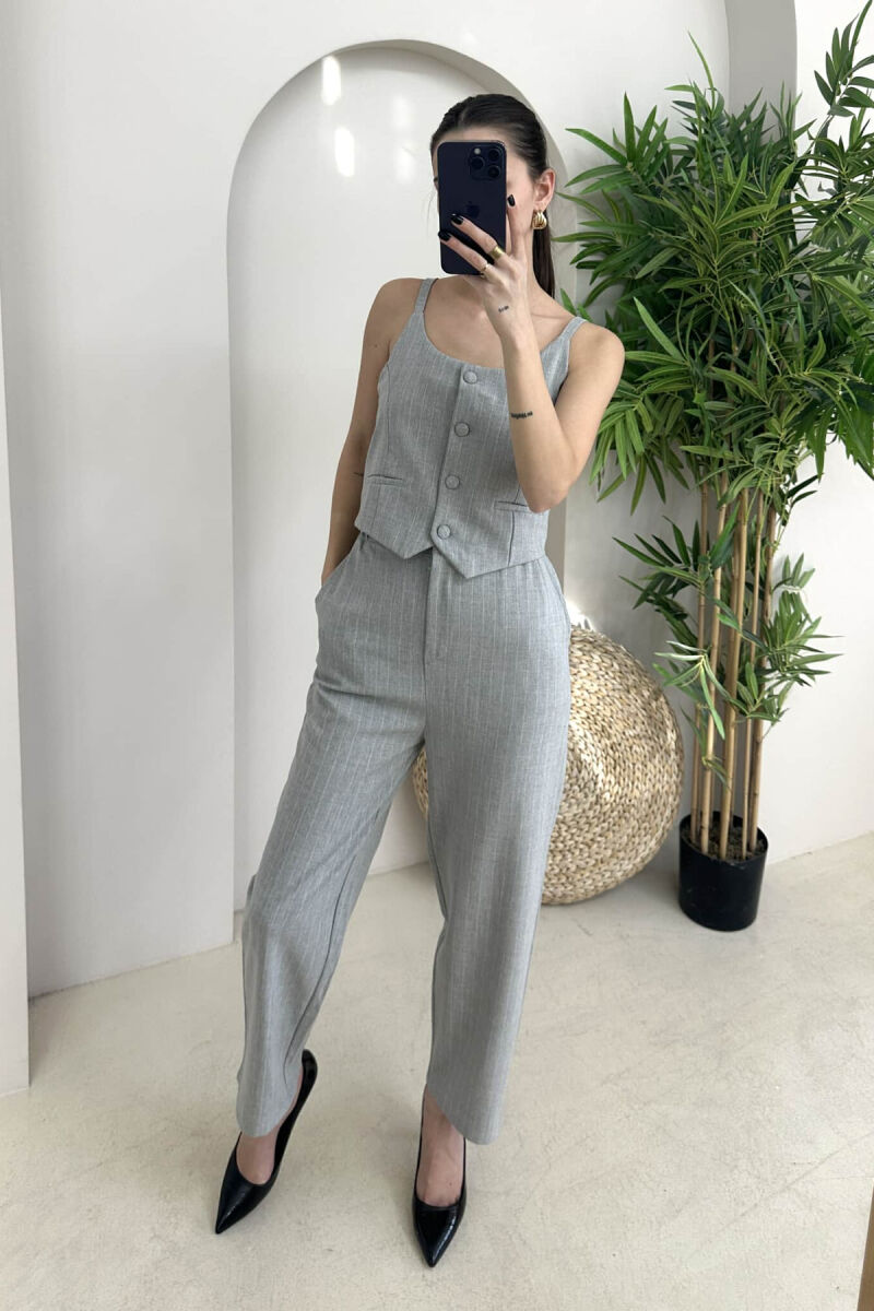 SIMPLE TROUSERS+VEST WOMEN SET LIGHT GREY/GZ - 4