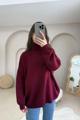 SIMPLE TURTLE NECK WOMEN SWEATER BURGUNDY/VISHNJE 