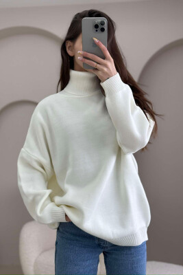 SIMPLE TURTLE NECK WOMEN SWEATER CREAM/KREM 