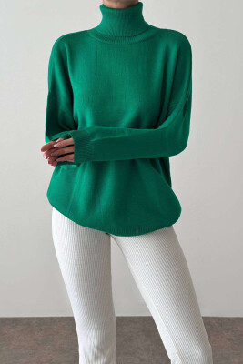 SIMPLE TURTLE NECK WOMEN SWEATER GREEN/JESHILE 