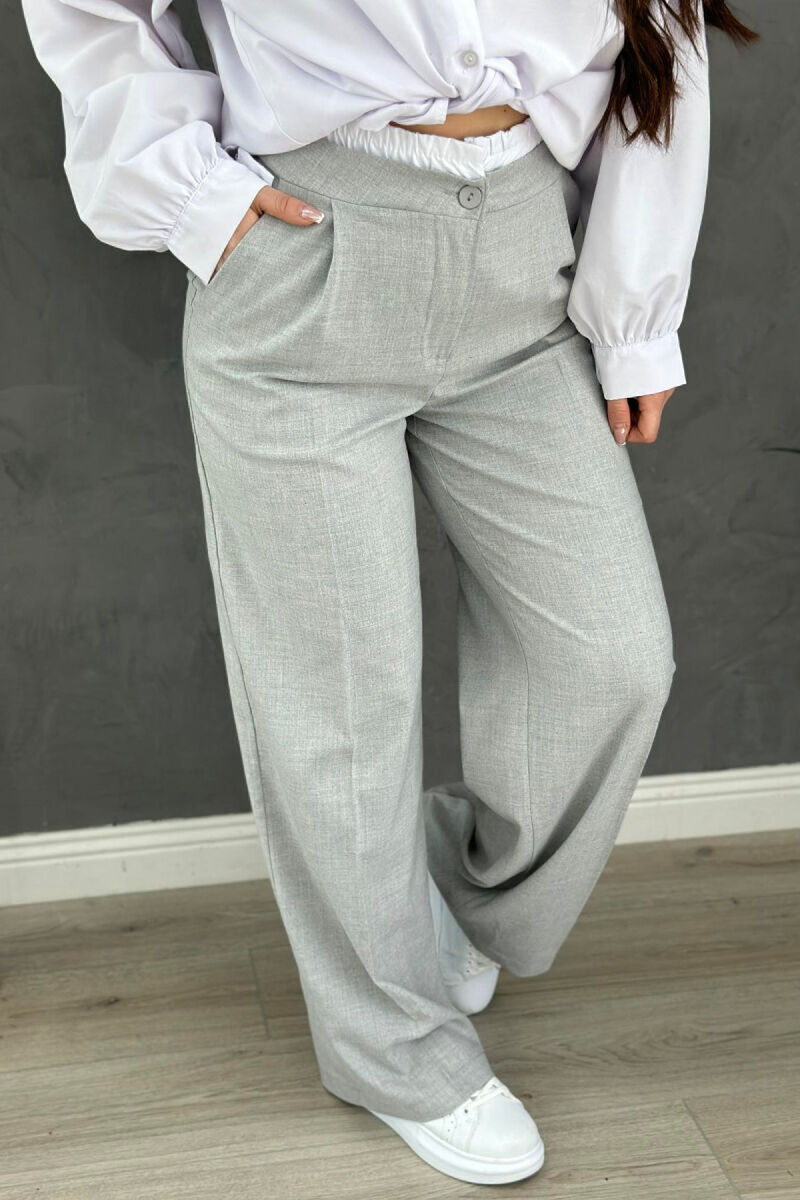SIMPLE TWO COLOR WOMAN TROUSERS GREY/GRI - 1