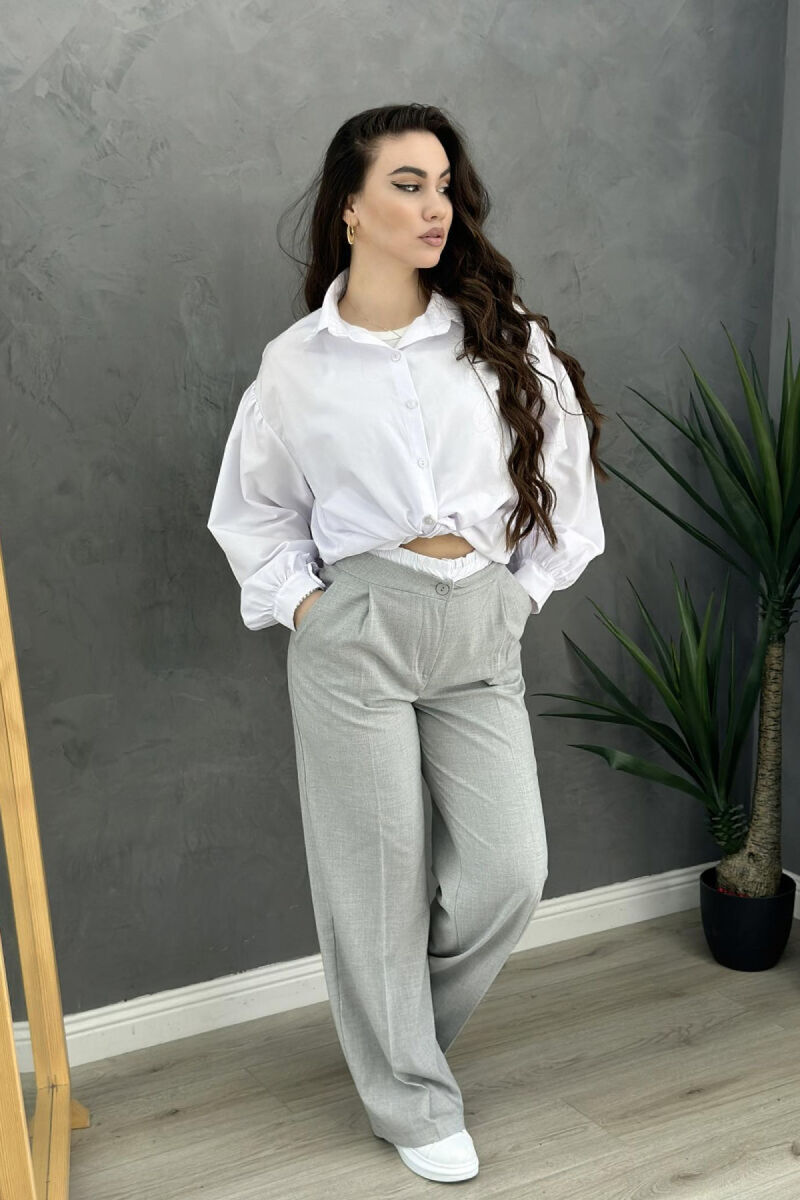 SIMPLE TWO COLOR WOMAN TROUSERS GREY/GRI - 3