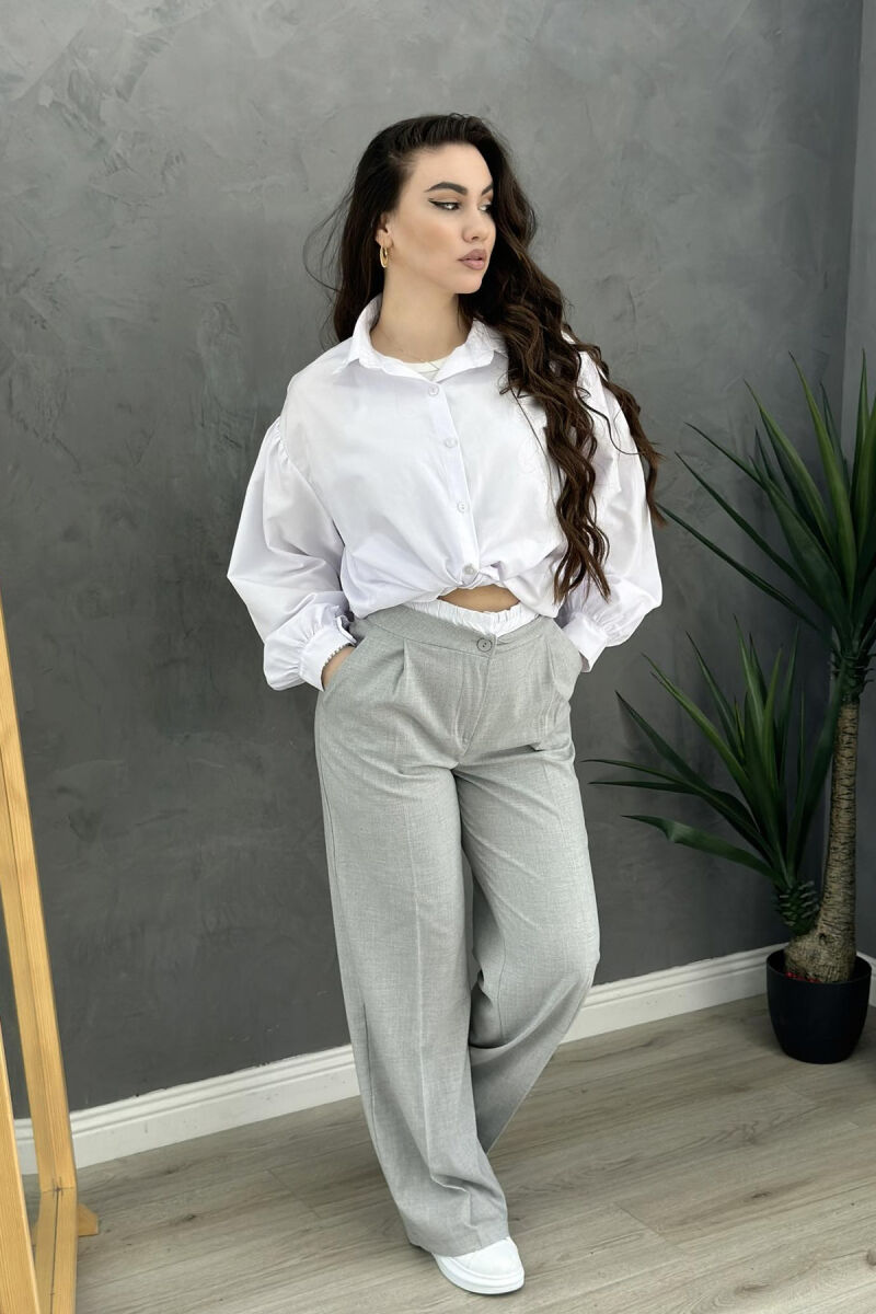 SIMPLE TWO COLOR WOMAN TROUSERS LIGHT GREY/GZ - 3