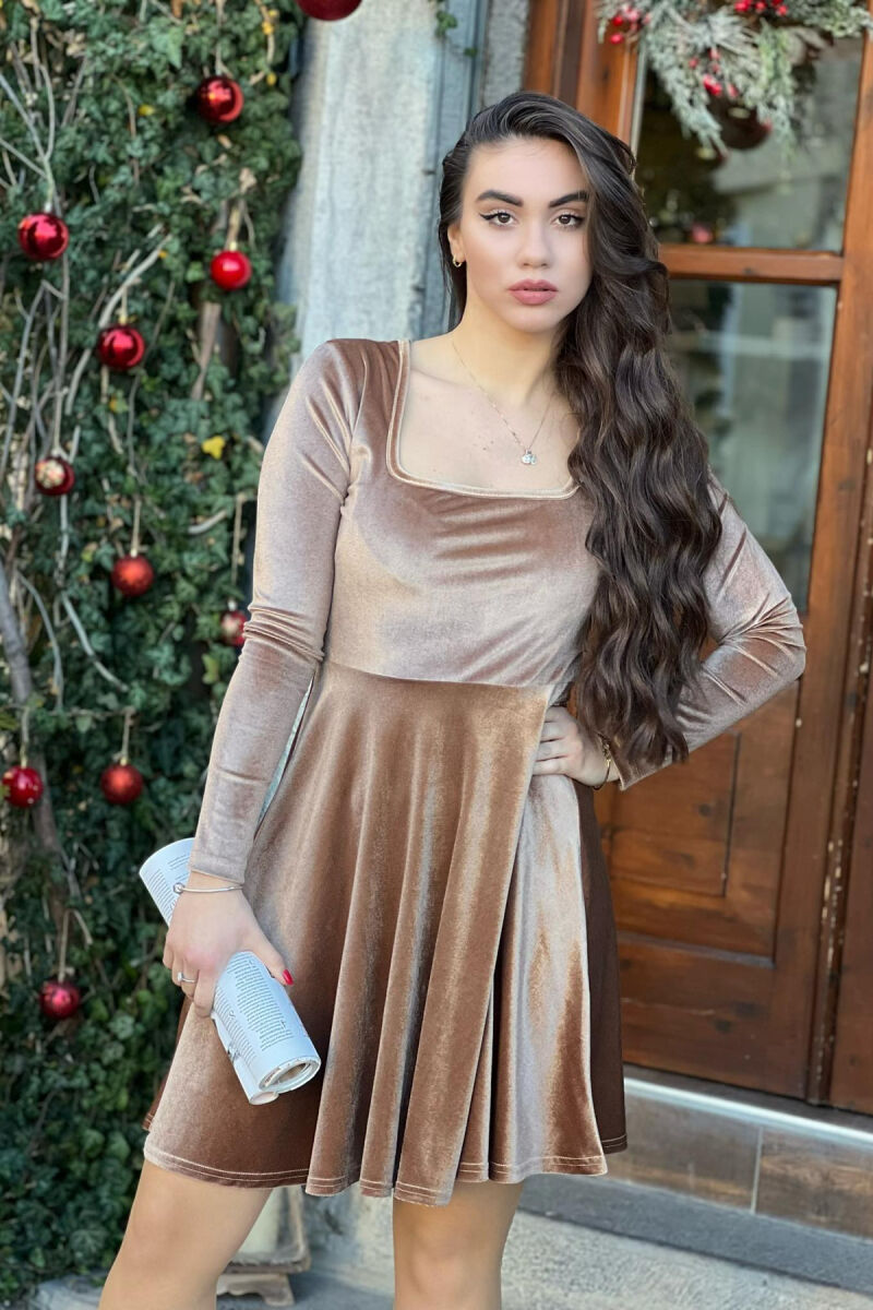 SIMPLE VELVET WOMAN DRESS BEIGE/BEZHE - 1