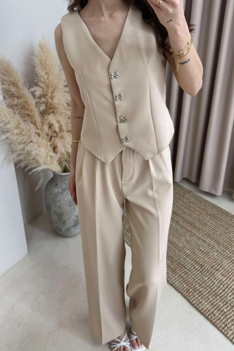 SIMPLE VEST+TROUSERS WOMEN SET BEIGE/BEZHE - 3