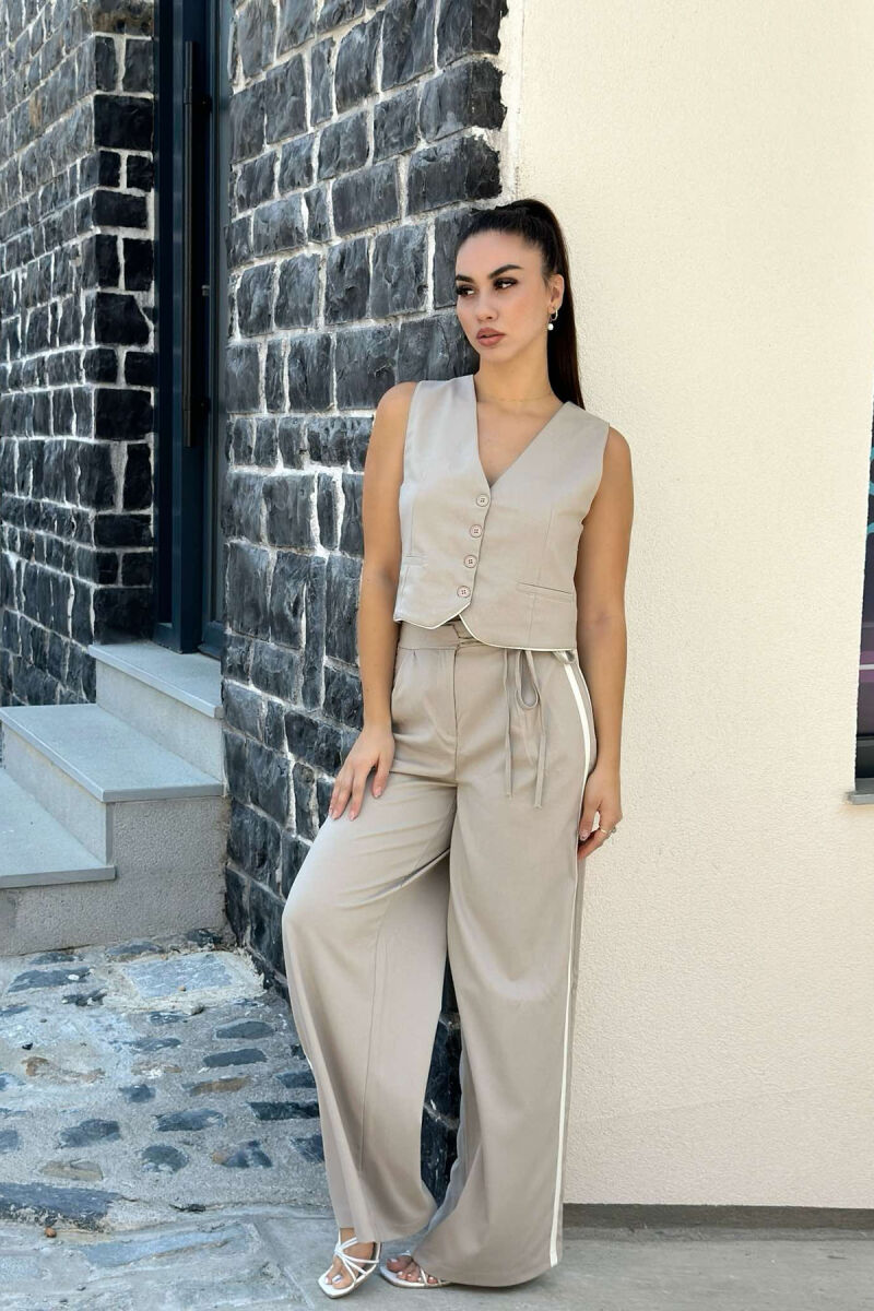 SIMPLE VEST+TROUSERS WOMEN SET BEIGE/BEZHE - 3