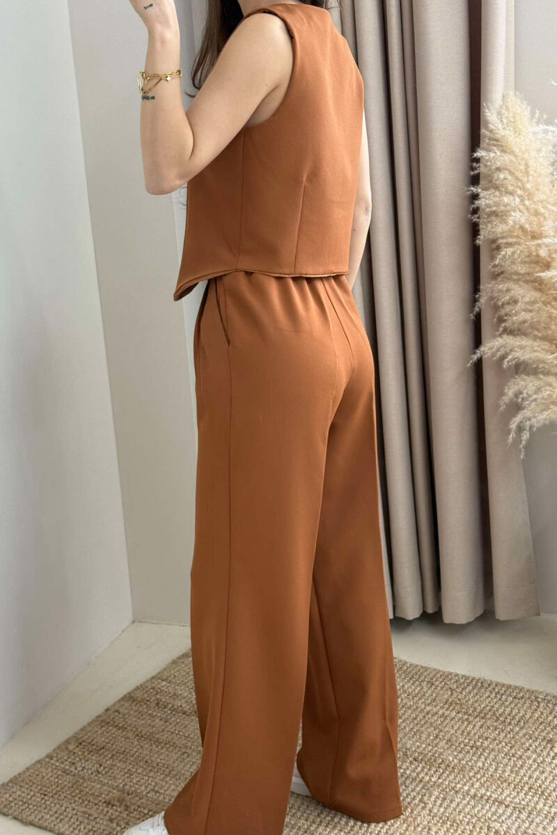 SIMPLE VEST+TROUSERS WOMEN SET BRICK/TULLE - 3