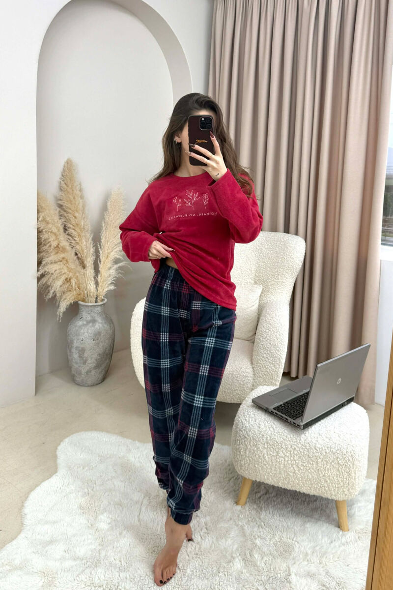 SIMPLE WARM SWEATSHIRT+SWEATPANTS WOMEN PYJAMAS BURGUNDY/VISHNJE - 2