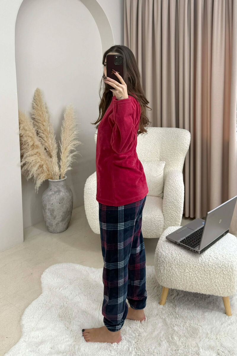 SIMPLE WARM SWEATSHIRT+SWEATPANTS WOMEN PYJAMAS BURGUNDY/VISHNJE - 3
