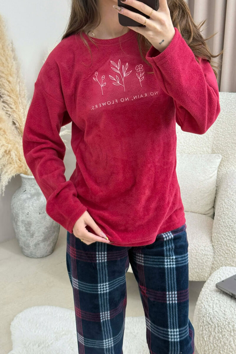SIMPLE WARM SWEATSHIRT+SWEATPANTS WOMEN PYJAMAS BURGUNDY/VISHNJE - 4