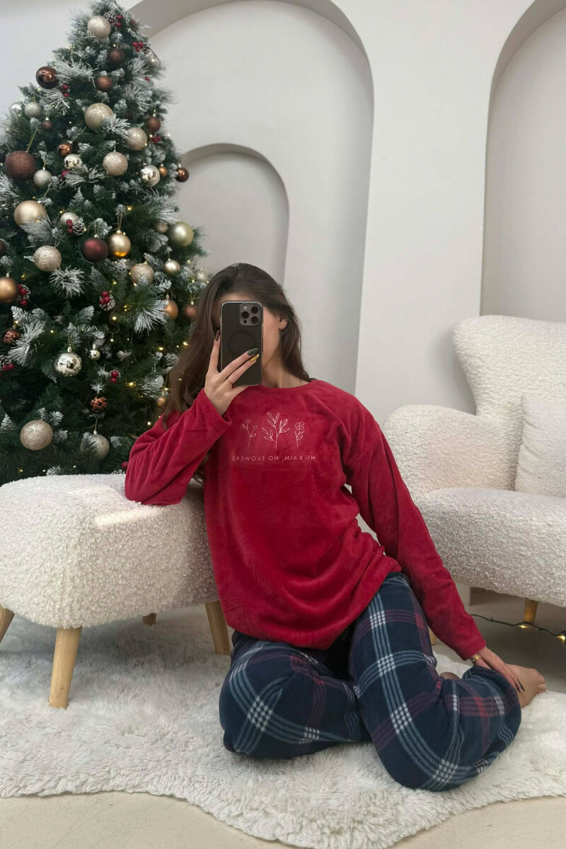 SIMPLE WARM SWEATSHIRT+SWEATPANTS WOMEN PYJAMAS BURGUNDY/VISHNJE - 4