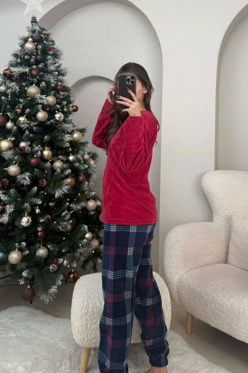 SIMPLE WARM SWEATSHIRT+SWEATPANTS WOMEN PYJAMAS BURGUNDY/VISHNJE - 3