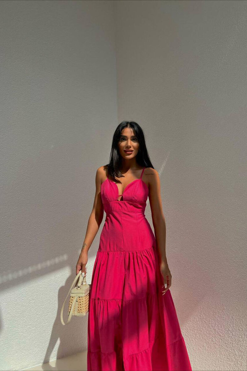 SIMPLE WAVY WOMAN DRESS FUCHSIA/CIKLAMI - 1