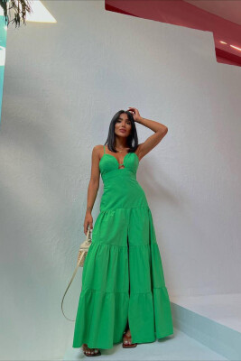 SIMPLE WAVY WOMAN DRESS GREEN/JESHILE 