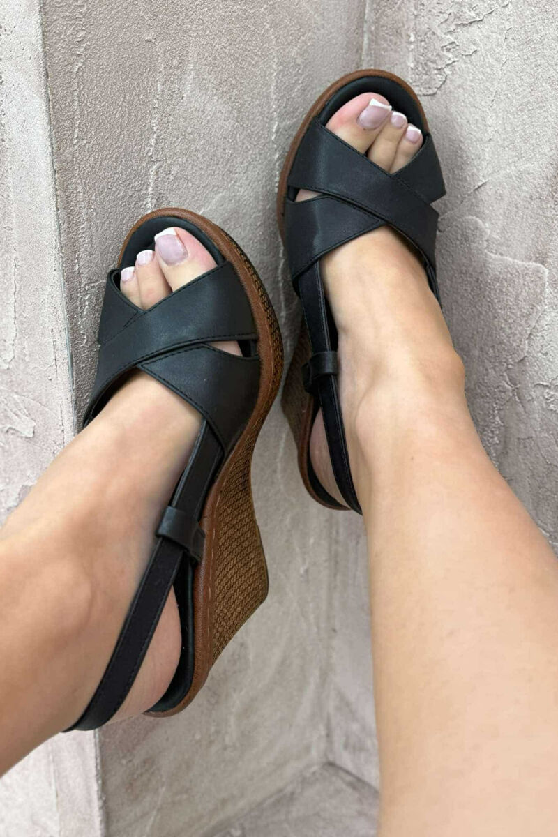 SIMPLE WEDGE WOMEN SANDALS BLACK/ E ZEZE - 4