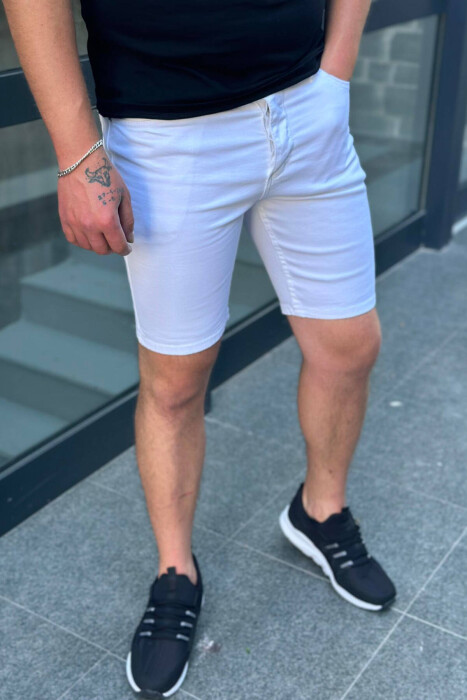 SIMPLE WHITE MAN SHORT JEANS WHITE-E BARDHE - KLAUDIO FASHION