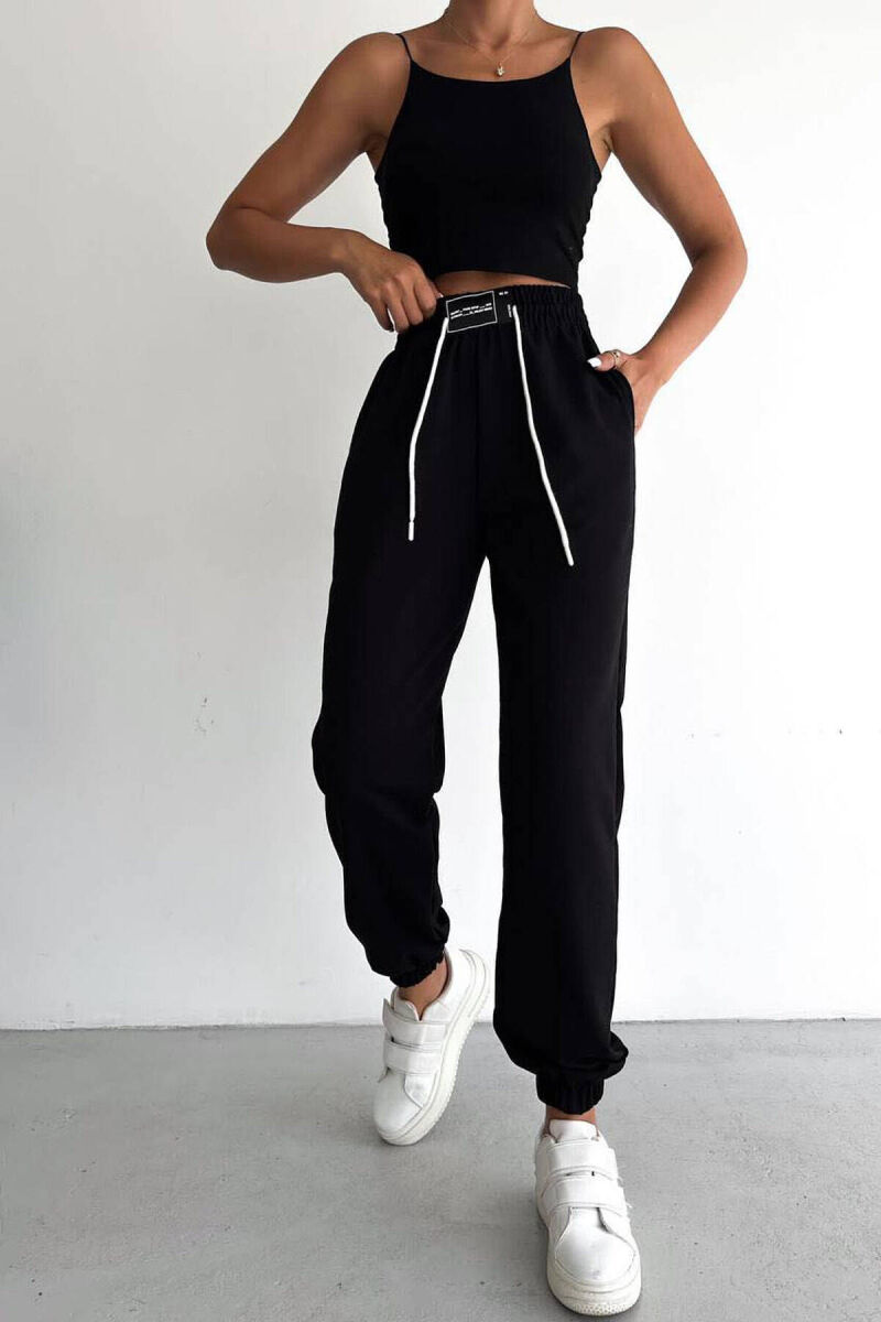 SIMPLE WIDE LEG WOMAN SWEATPANTS BLACK/ E ZEZE - 1