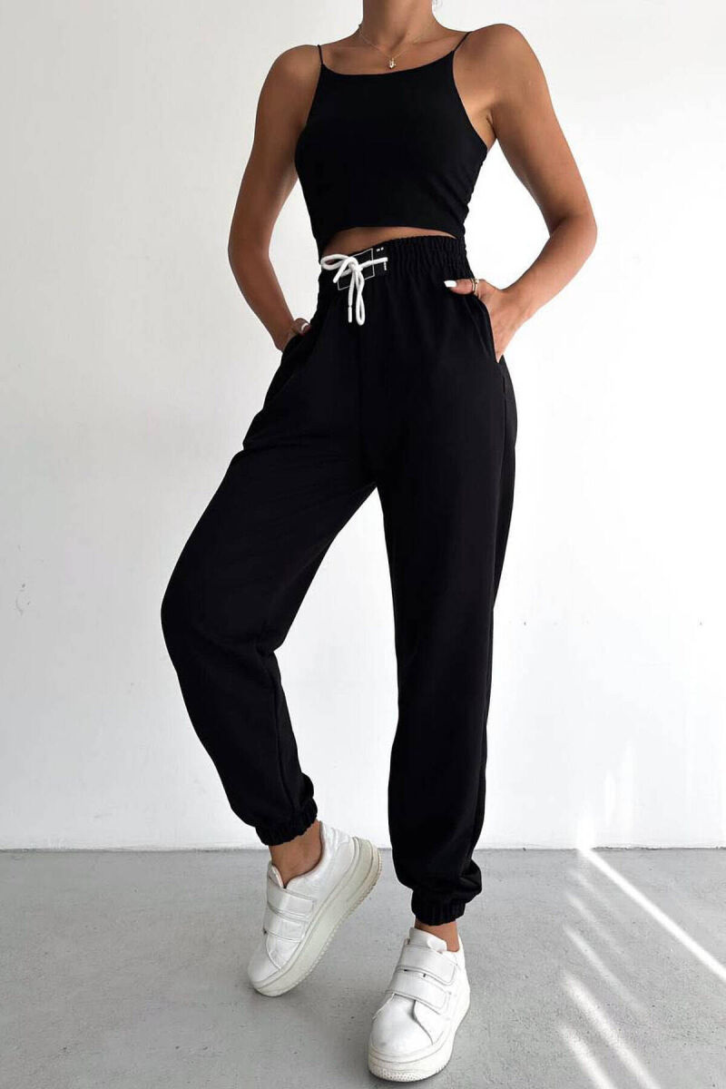 SIMPLE WIDE LEG WOMAN SWEATPANTS BLACK/ E ZEZE - 3