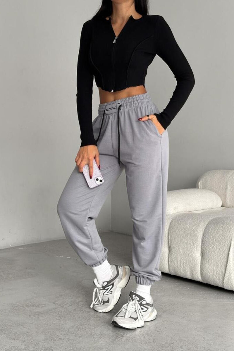 SIMPLE WIDE LEG WOMAN SWEATPANTS GREY SWEATPANTS NO-9680