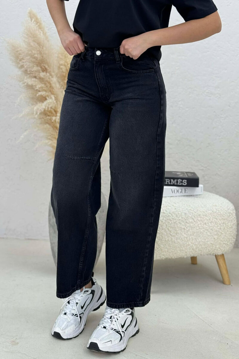 SIMPLE WIDE LEG WOMEN JEANS BLACK/ E ZEZE - 2