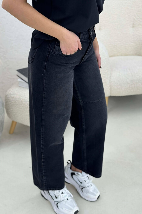 SIMPLE WIDE LEG WOMEN JEANS BLACK/ E ZEZE - 3