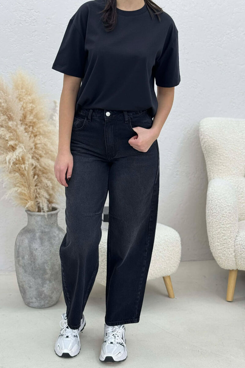 SIMPLE WIDE LEG WOMEN JEANS BLACK/ E ZEZE - 4