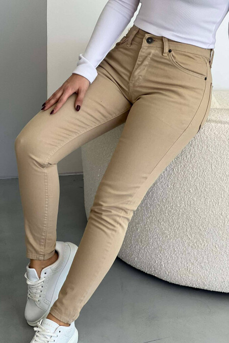 SIMPLE WOMAN JEANS BEIGE/BEZHE - KLAUDIO FASHION