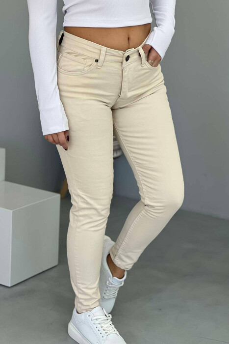 SIMPLE WOMAN JEANS CREAM/KREM - KLAUDIO FASHION