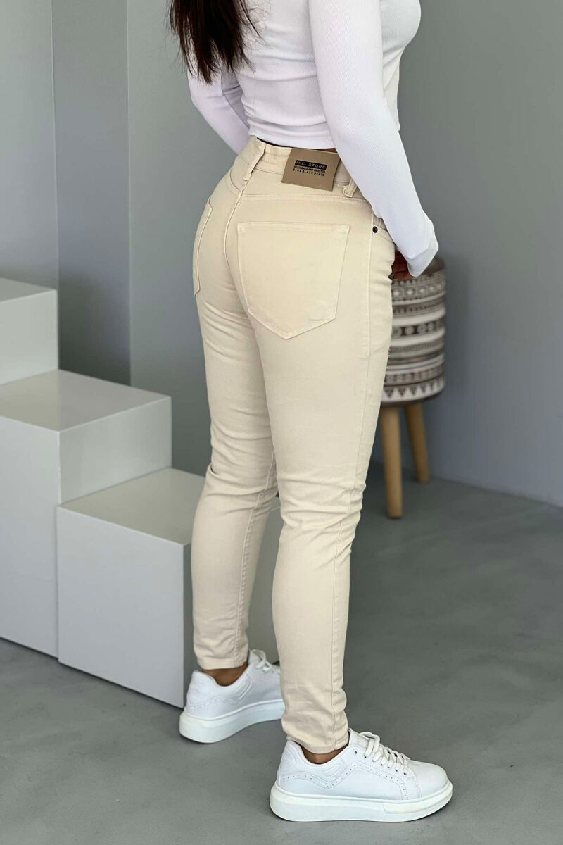 SIMPLE WOMAN JEANS CREAM/KREM - 4