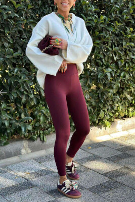 SIMPLE WOMAN LEGGINGS BURGUNDY/VISHNJE 