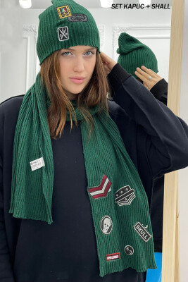 SIMPLE WOMAN SET(SCARF+HOOD) GREEN/JESHILE 