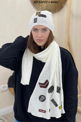 SIMPLE WOMAN SET(SCARF+HOOD) WHITE-E BARDHE 