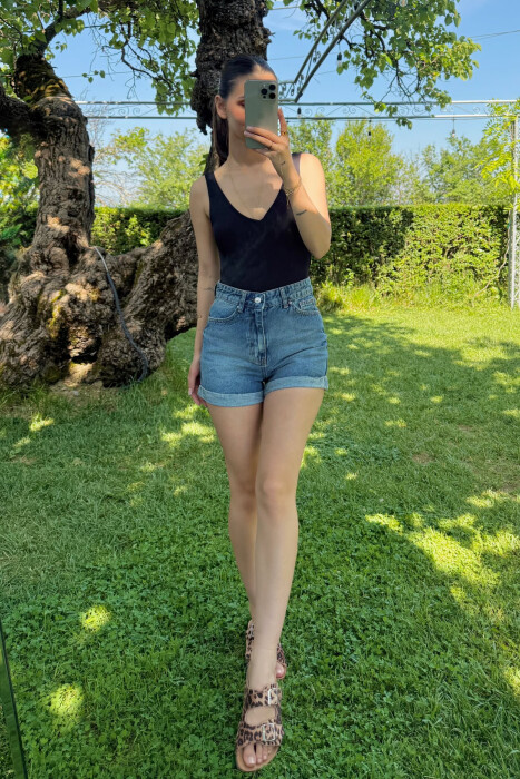 SIMPLE WOMAN SHORT JEANS BLUE/BLU - KLAUDIO FASHION