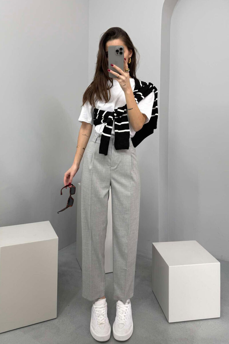 SIMPLE WOMAN TROUSERS IN GREY COLOR - 1