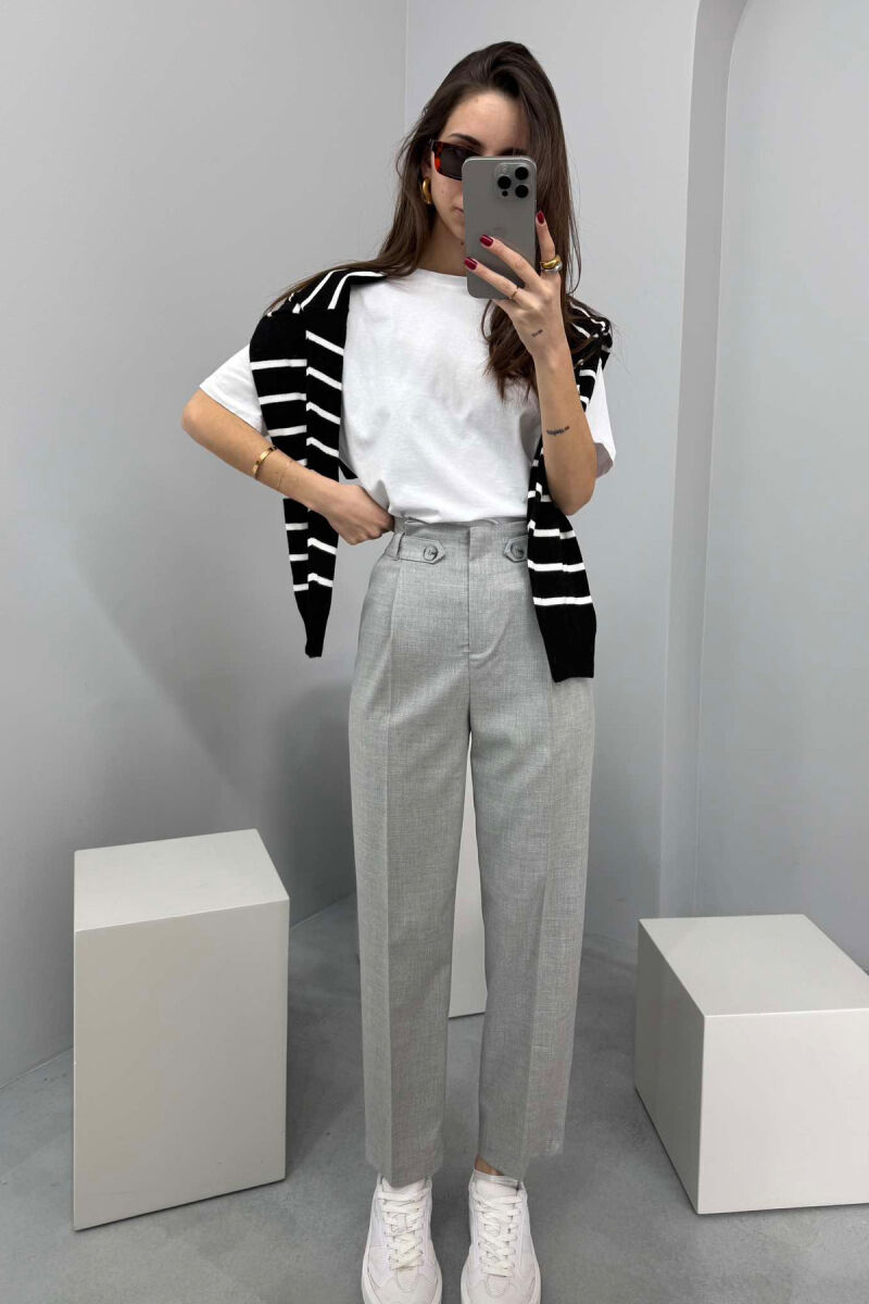 SIMPLE WOMAN TROUSERS IN GREY COLOR - 2